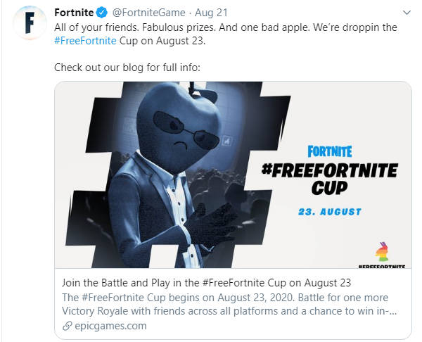 Join the Battle and Play in the #FreeFortnite Cup on August 23