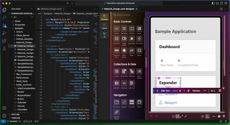 opensilver XAML editor in VSCode on MacOS